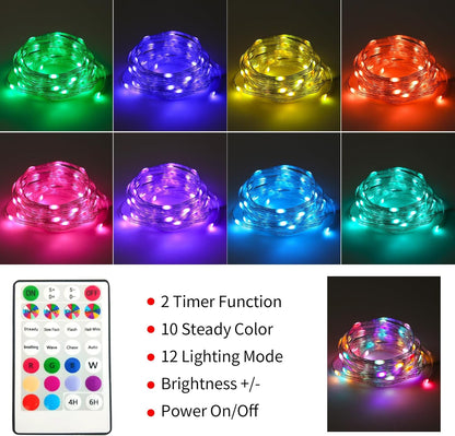 Fairy Lights Battery Operated Color Changing String Light with Remote, 16.4FT 1-Pack Twinkle LED Lights USB Plug or Battery Powered, Outdoor Christmas Decorations for Bedroom Party Indoor