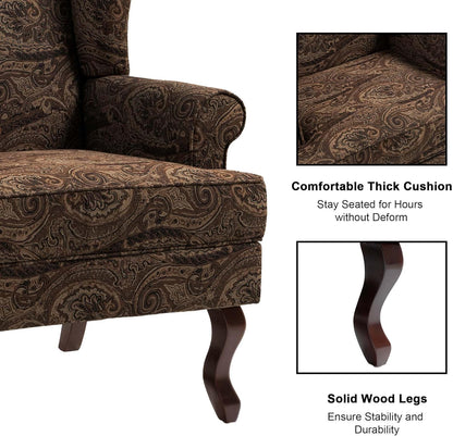 Accent Chair, High Back Upholstered Armchair with High Resilience Sponge & Wood Legs, Mid-Century Modern Comfy Single Sofa Reading Chairs for Living Room, Bedroom (Cranberry, Set of 2)