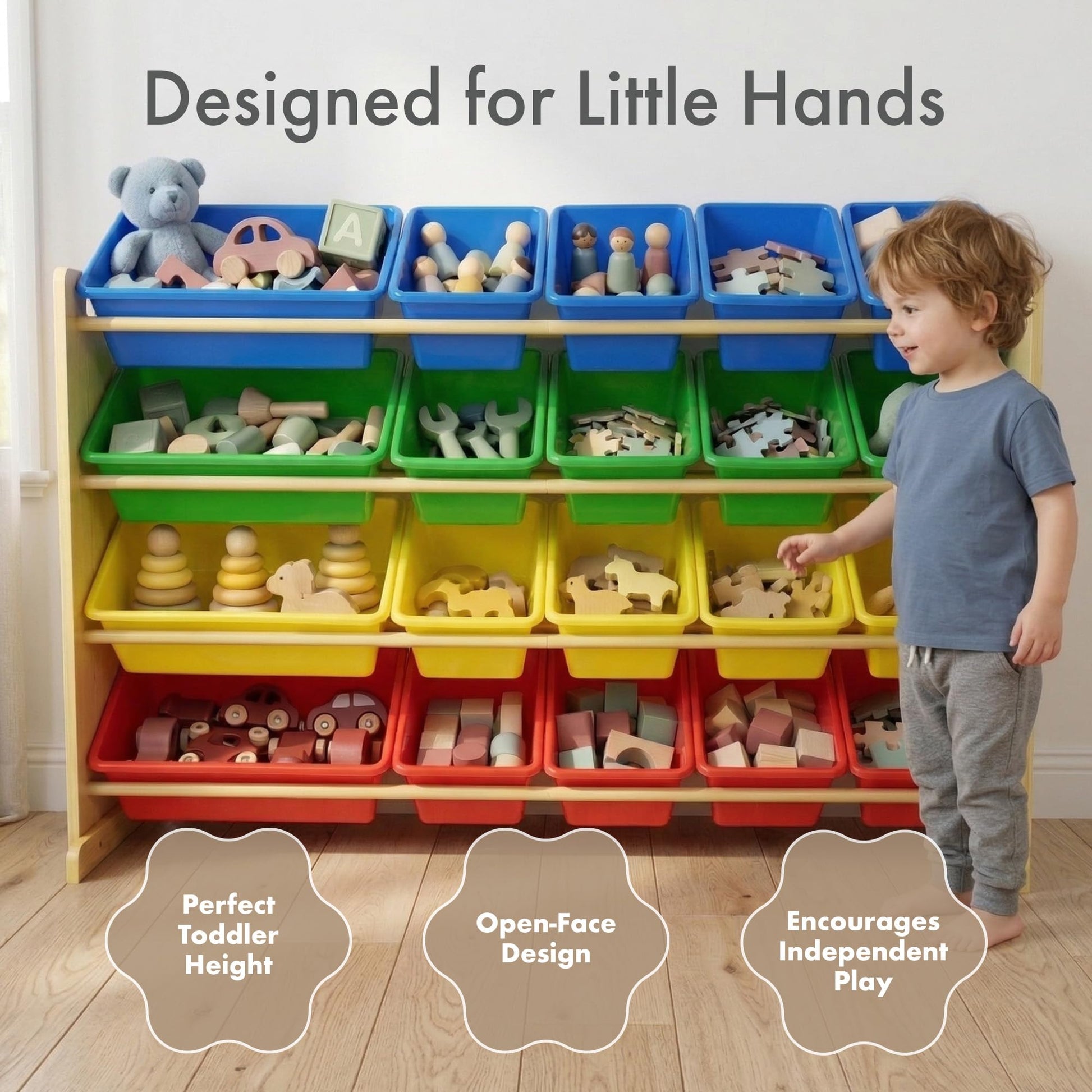 Humble Crew Kids Toy Organizer with 20 Bins, 4 Tier Storage for Playroom