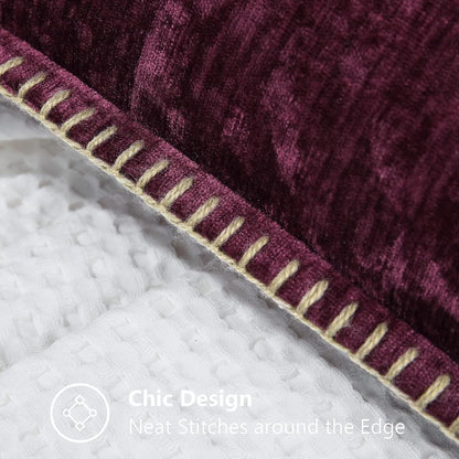 decorUhome Chenille Soft Throw Pillow Covers 18x18 Set of 2, Farmhouse Velvet Neutral Decorative Euro Pillow Covers with Stitched Edge for Couch Sofa Bed Home Decor, Rhododendron