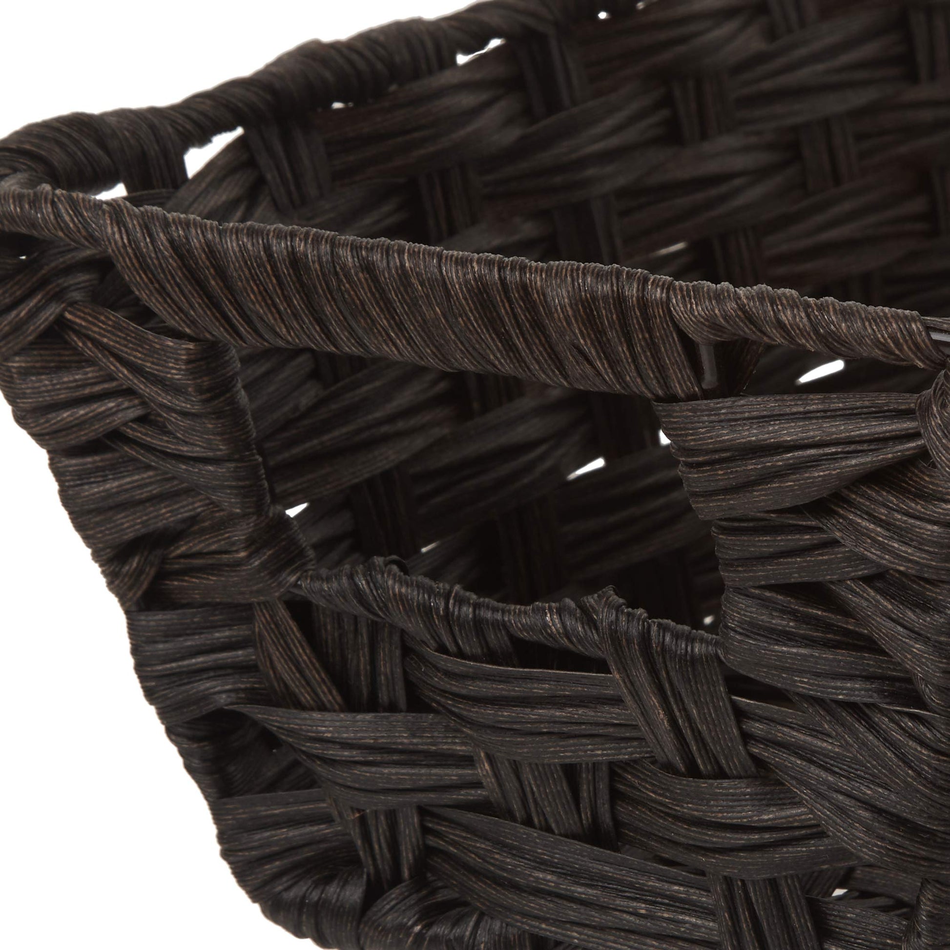 Whitmor Woven Storage Basket for Shelves, Small Plastic Wicker Organizer Bin with Handles, Metal