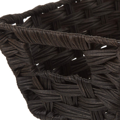 Whitmor Woven Storage Basket for Shelves, Small Plastic Wicker Organizer Bin with Handles, Metal