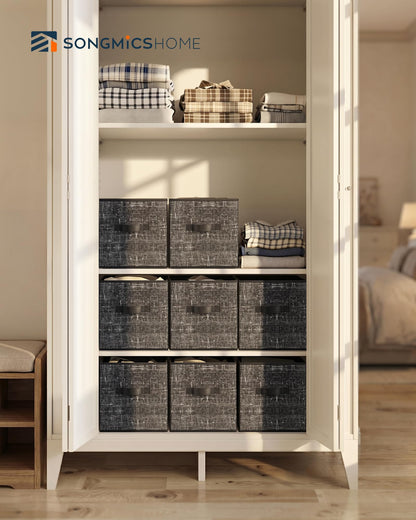 SONGMICS HOME Foldable Storage Cubes Set of 8, Fabric Shelf Organizer Bins with Handles, Closet