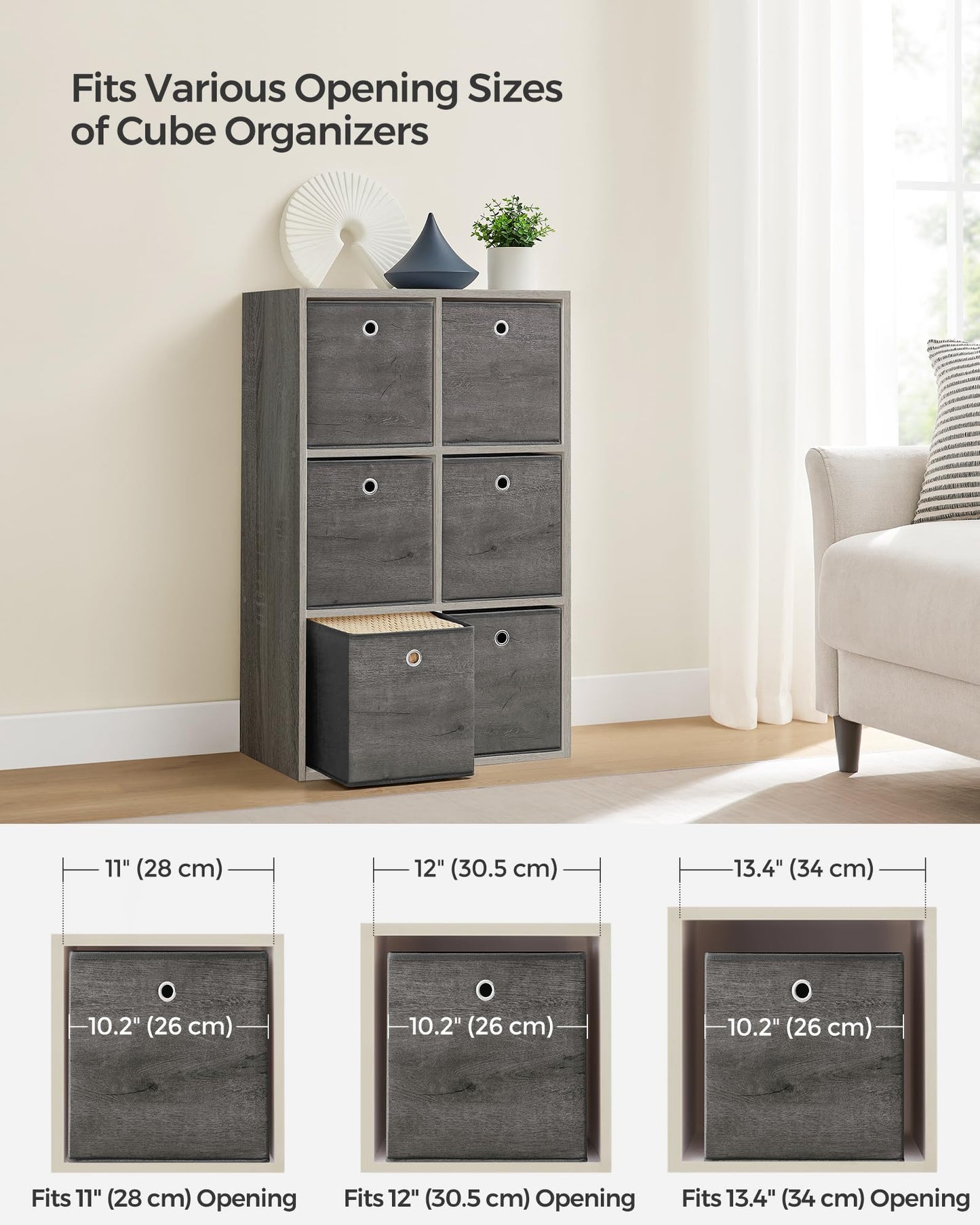 SONGMICS Storage Cubes, Set of 6, 11-Inch Foldable Closet Organizers