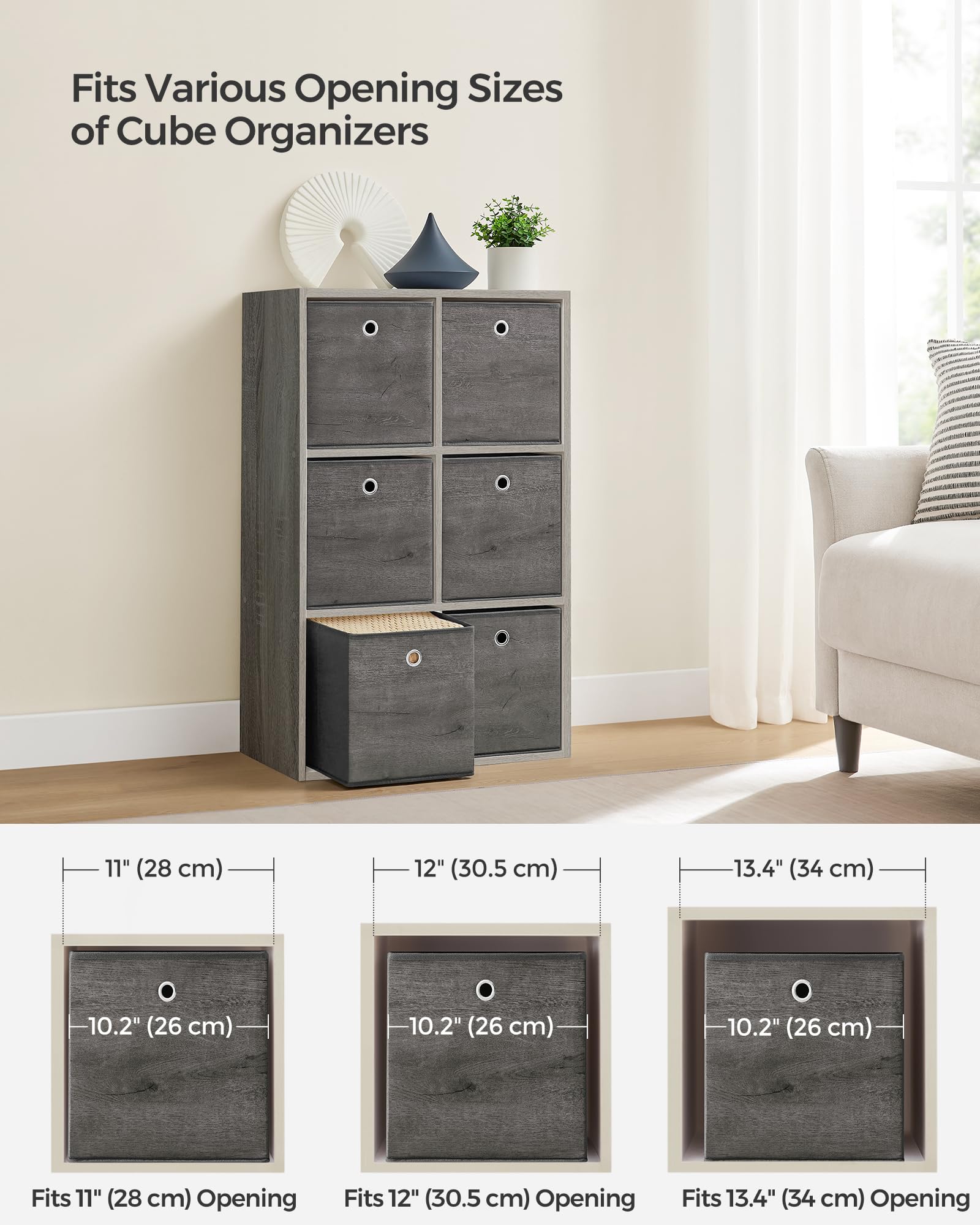 SONGMICS Storage Cubes, Set of 6, 11-Inch Foldable Closet Organizers