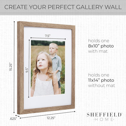Sheffield Home 9 Piece Gallery Wall Frame Set, 11x14 Inch, Light Natural