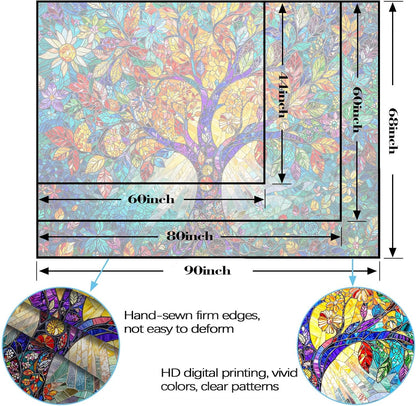 Lunerfex Tree of Life Tapestry Stained Glass Tapestry Wall Decor Tapestries for Bedroom Art Tapestries Wall Hanging for Bedroom Living Room Glass-Tree-02 44"x60"