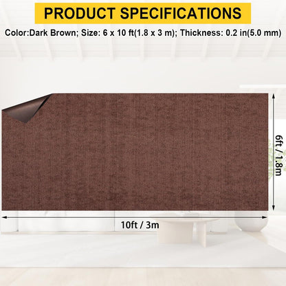 Marine Carpet, 6 FT x 10 FT Brown Indoor Outdoor Surface 0.2" Thick Boat Carpet with Water-Proof TPE Backing, Non-Slip Marine Rug for Home, Patio, Porch, Deck