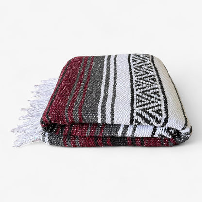 Traditional Handwoven Mexican Blanket, Large Falsa Serape - Soft & Durable - Vibrant Beach, Picnic, Yoga & Camping Mat - Lightweight Boho Throw 70"x50" (Rust)