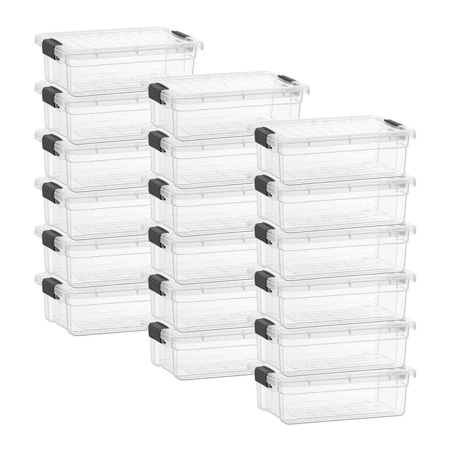 Superio Clear Storage Box with Lid, 4.5 Quart Plastic Container Bins for Organizing, Stackable