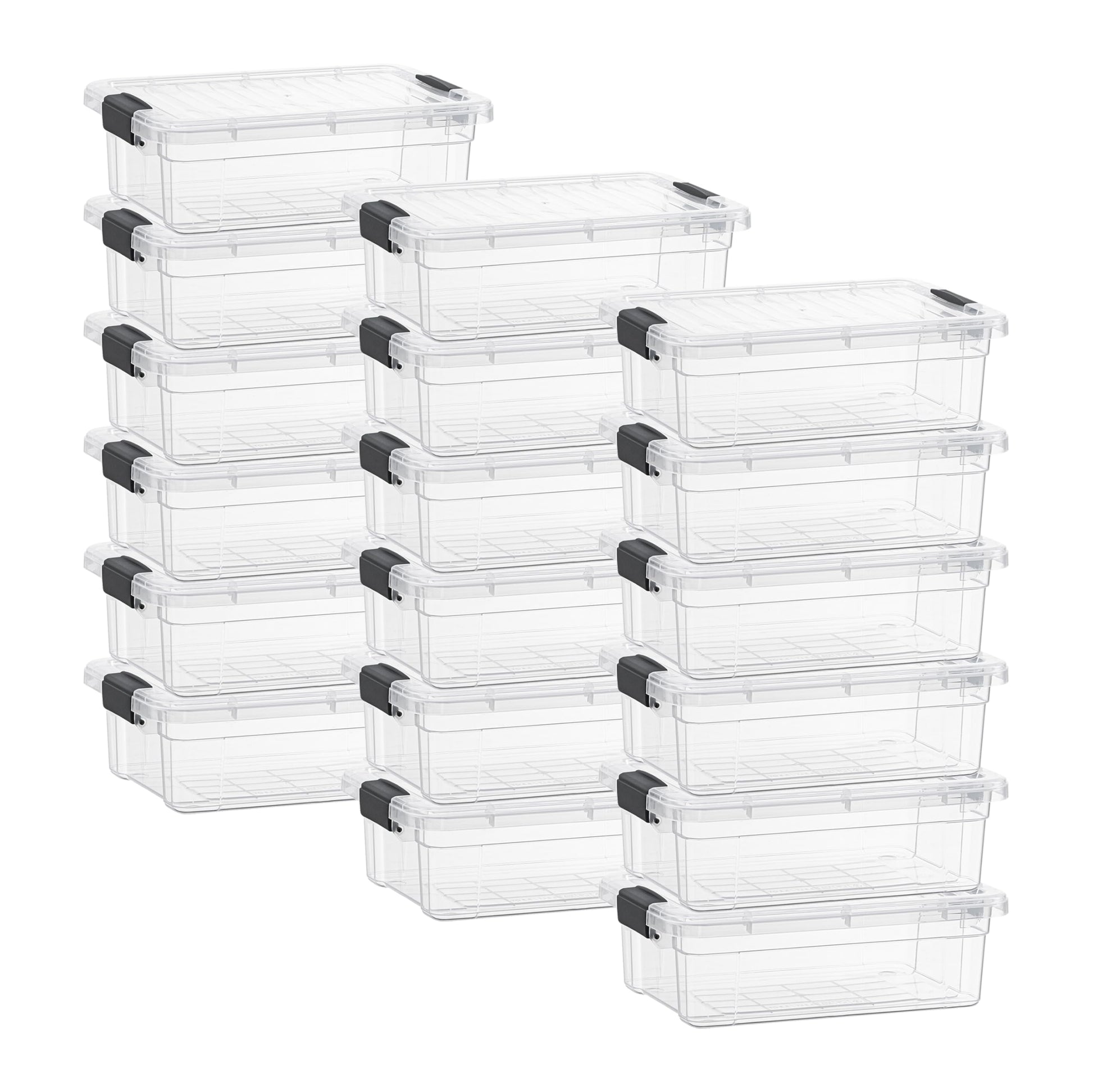 Superio Clear Storage Box with Lid, 4.5 Quart Plastic Container Bins for Organizing, Stackable