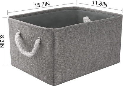 TheWarmHome Large Storage Bins Basket, 2 Pack Grey Fabric Storage Cubes for Changing Table Nursery Livingroom Kidsroom Playroom Toy, Collapsible Storage Baskets for organizing Shelves Closet