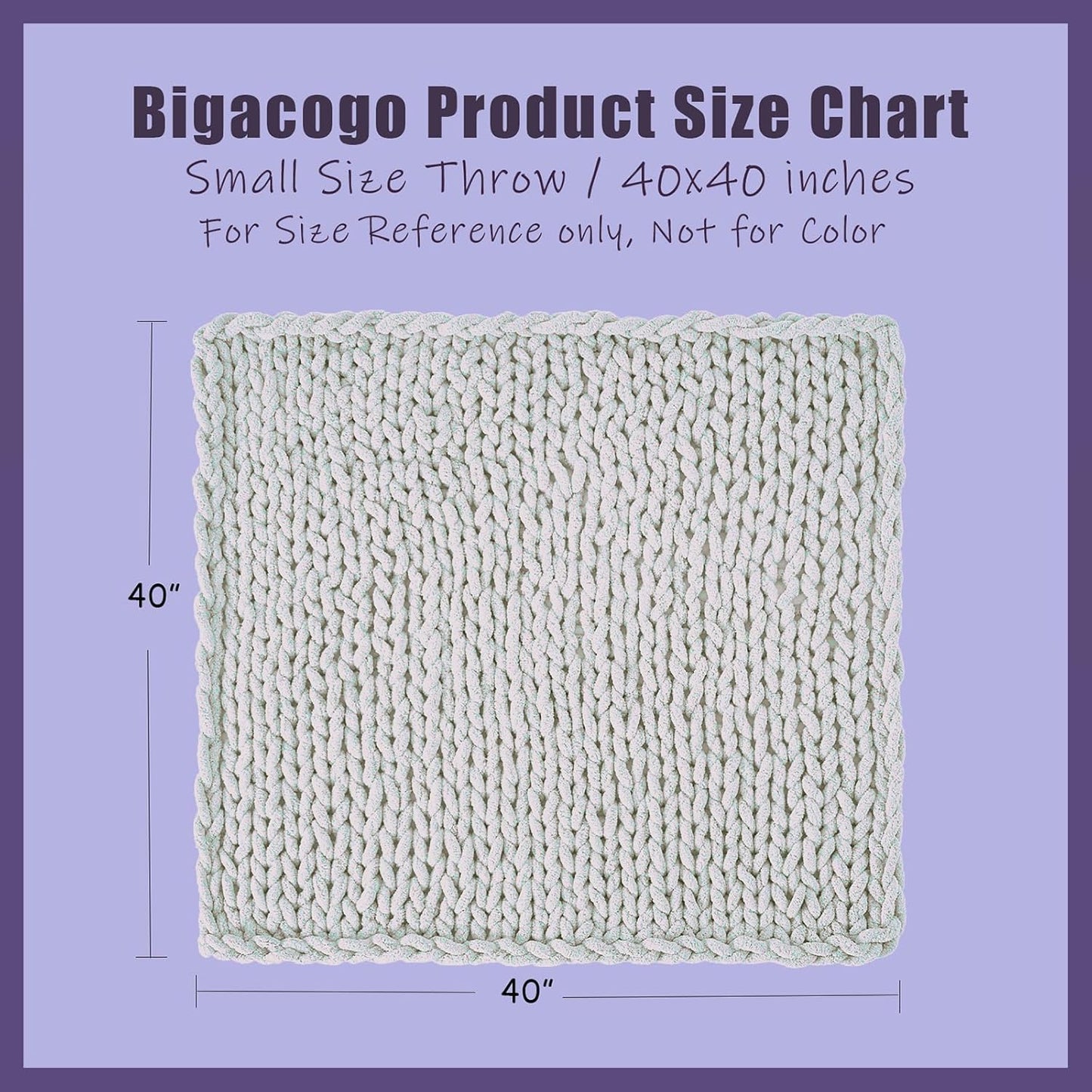 Bigacogo Chunky Knit Throw Blanket for Couch, 40x40 inches, 100% Hand Knitted with Thick Jumbo Chenille Yarn, Cozy Soft Large Rope Knot Cable Crochet Blankets for Sofa Bed Living Room, Taupe