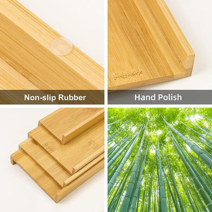 Spice Drawer Organizer with 20 Spice Jars,216 Labels,25 Non-slip Rubber, Bamboo 4 Tier Seasoning Rack Tray Insert for Kitchen Drawers,Cabinets,Countertop,11" Wide x 15.8" Deep