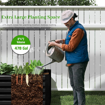 8x4x2 ft Outdoor Raised Garden Bed, Large Metal Planter Raised Beds, Planters for Outdoor Plants for Vegetables, Flowers, Herbs, Fruits, and Succulents.(4 Pcs)