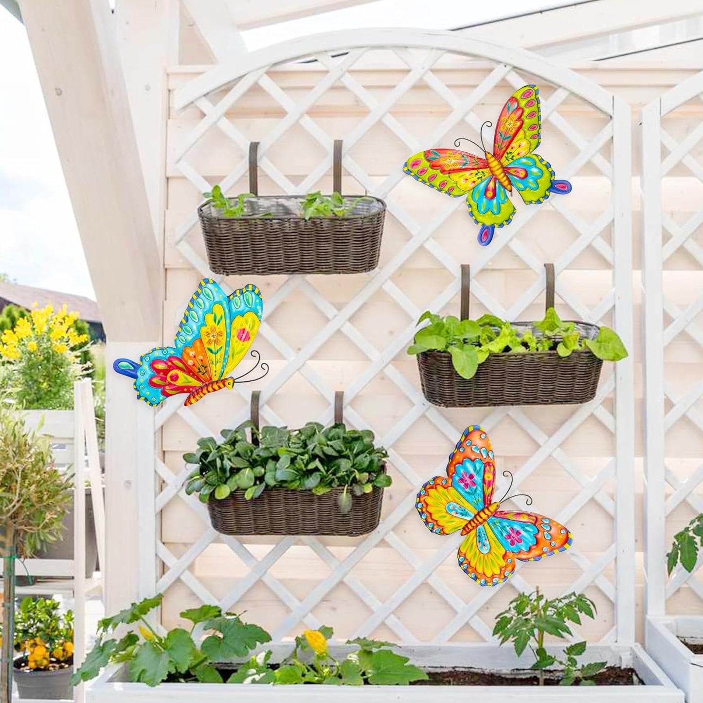 J-Fly Metal Butterfly Wall Decorations Garden Decor Room Decor, Lawn Ornaments Ladybugs Live- 3 Pieces, Outdoor Garden Yard Decor for Home and Office Decoration