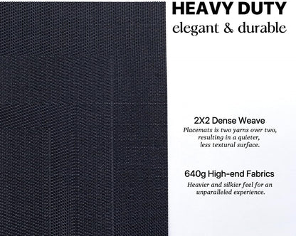 LEXMORE Placemats Set of 8 Vinyl/Plastic Woven Place Mats for Kitchen Table Indoor/Outdoor Washable Placemat Wipeable Dining Table Mats(Black Cube)