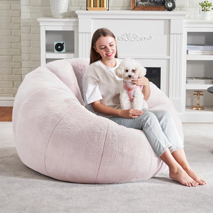 Hobestluk Bean Bag Chairs Large Bean Bag Couch for Adults Stuffed Sofa Chair Comfy Giant Bean Bag Chair with Spacious Design for Reading, Playing or Relaxing (Pink)
