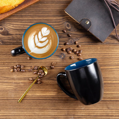 GBHOME 16oz Coffee Mugs Set of 6, Large Ceramic Coffee Mugs for Man, Woman, Dad, Mom, Modern Coffee Mugs Set with handle for Tea/Latte/Cappuccino/Milk/Cocoa. Dishwasher&Microwave Safe,Blue