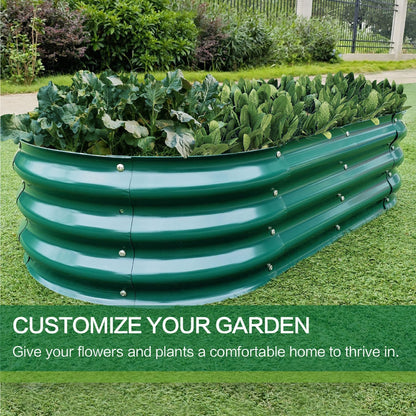 Gardmax 2 Pack Galvanized Raised Garden Bed, Lightweight Planter Boxes Outdoor with Easy Assembly, Large Garden Bed for Vegetables, Fruits, Flower Dark Green