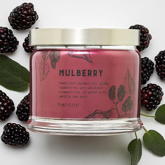PartyLite Mulberry Scented, Notes of Tart Black Currant, Sweet Blackberry, Juicy Mulberry & Jewels