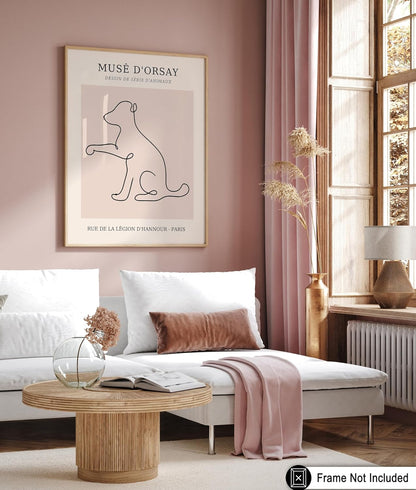 Poster Master Vintage Poster - Retro One Line Dog Drawing Print - Dog Art - Minimal Gift for Men, Women, Animal Lover - Abstract Wall Decor for Home, Office, Bedroom - 11x14 UNFRAMED Wall Art