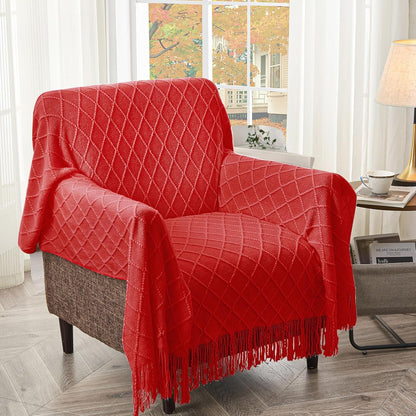 inhand Knitted Gift Throw Blankets for Couch and Bed,Valentines Day Decor Blanket for Her Him Girlfriend Wife, Red Romatic Lightweight Decorative with Tassel, Farmhouse Warm Woven for Women, 60"x80"