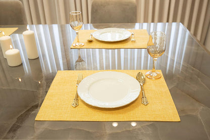 Placemat Set-Washable Place Mats for Parties, Elegant Table Mats for Kitchen Table, Set of 4 Dining Table Placemats, Heat-Resistant Cloth Placemats for Indoor and Outdoor,13x19-Yellow