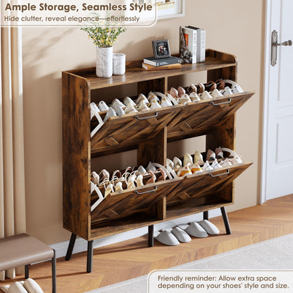 Nicetree Shoe Cabinet Storage for Entryway, Freestanding Shoe Storage Cabinet, Farmhouse Narrow