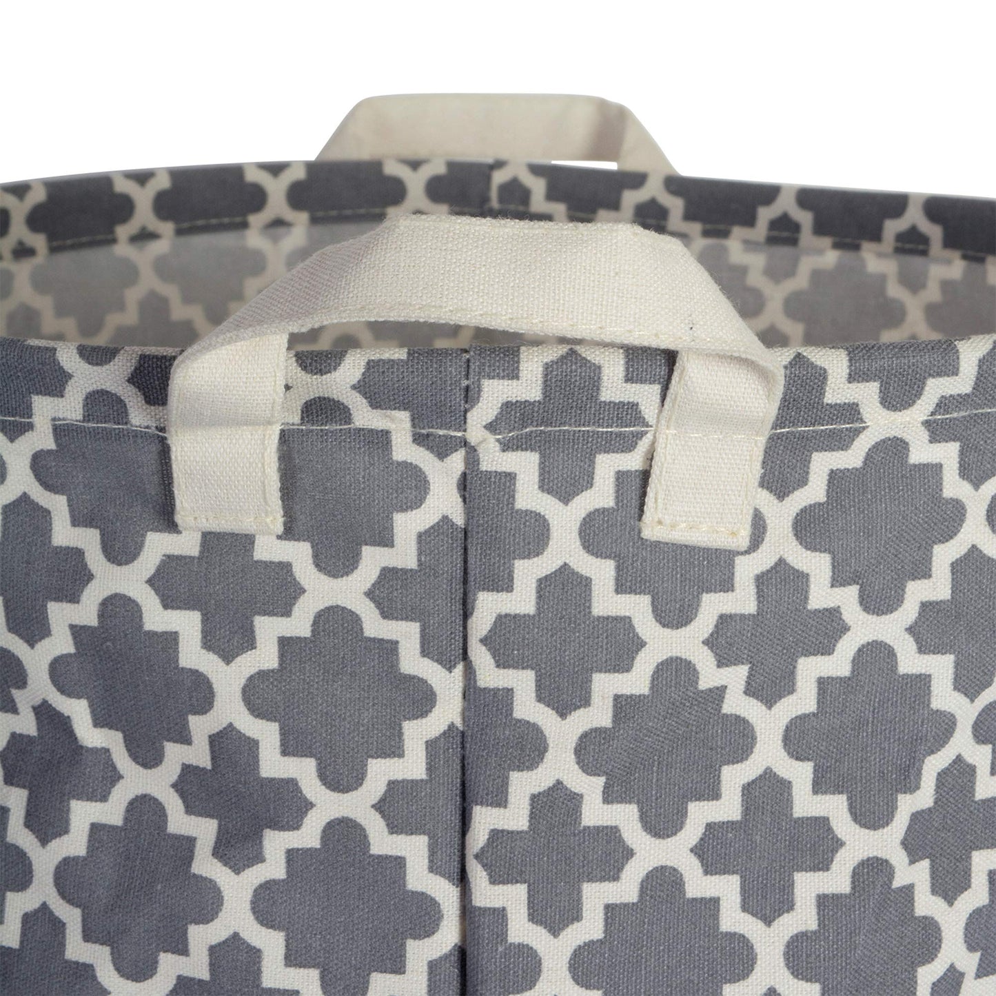 DII Laundry Storage Collection, PE Coated Collapsible Bin with Handles, Gray Lattice, Large Set
