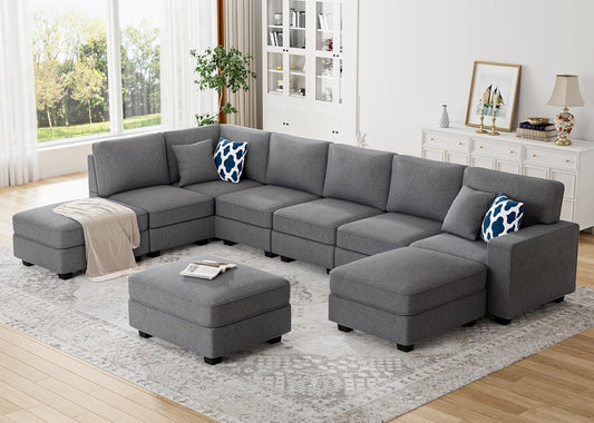 L Lengend Vansen Modular Sectional Sofa U Shaped Couch with Ottoman Modern Reversible Corner