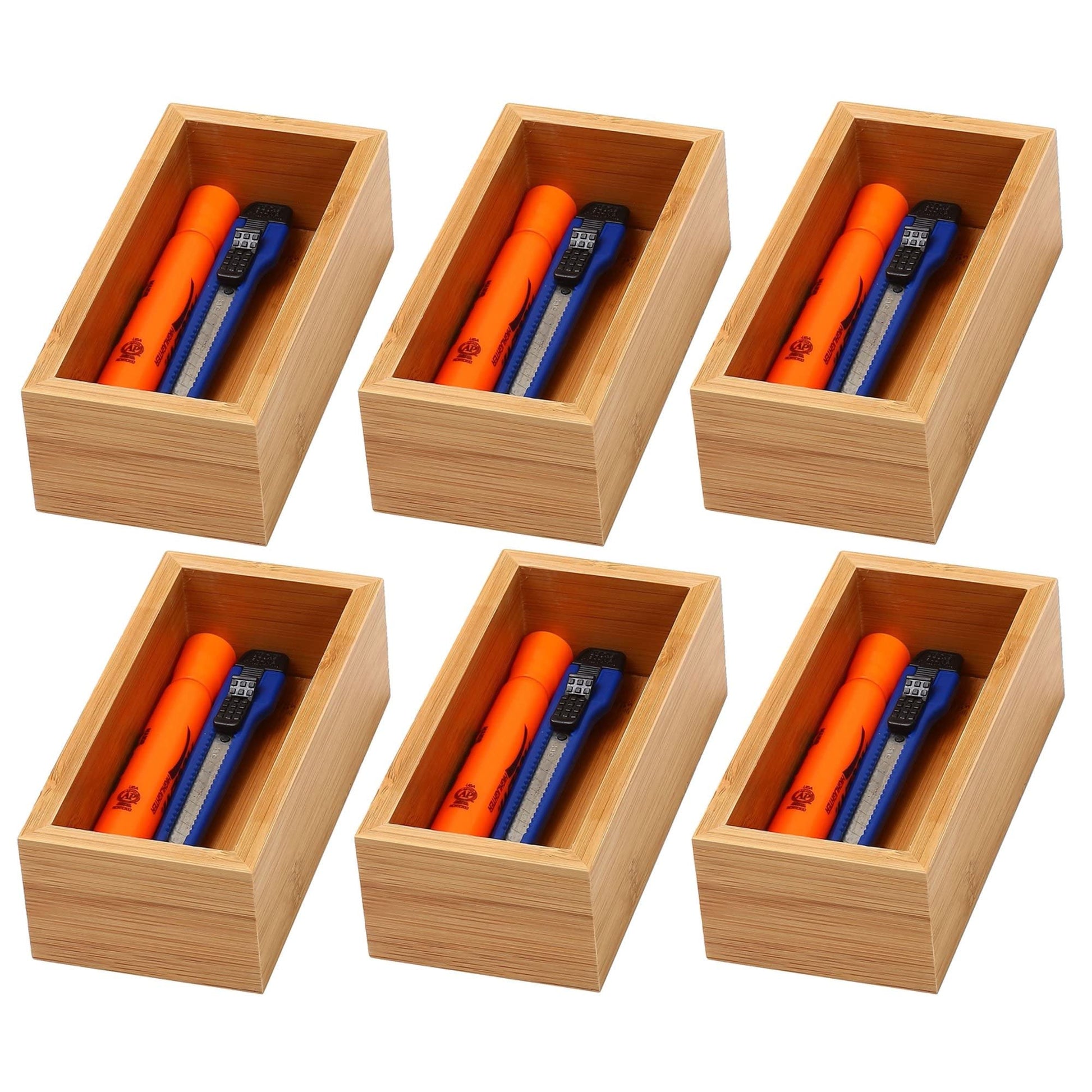 YBM Home Bamboo Drawer Organizer Storage Box for Kitchen Drawer, Junk Drawer, Office, Bedroom