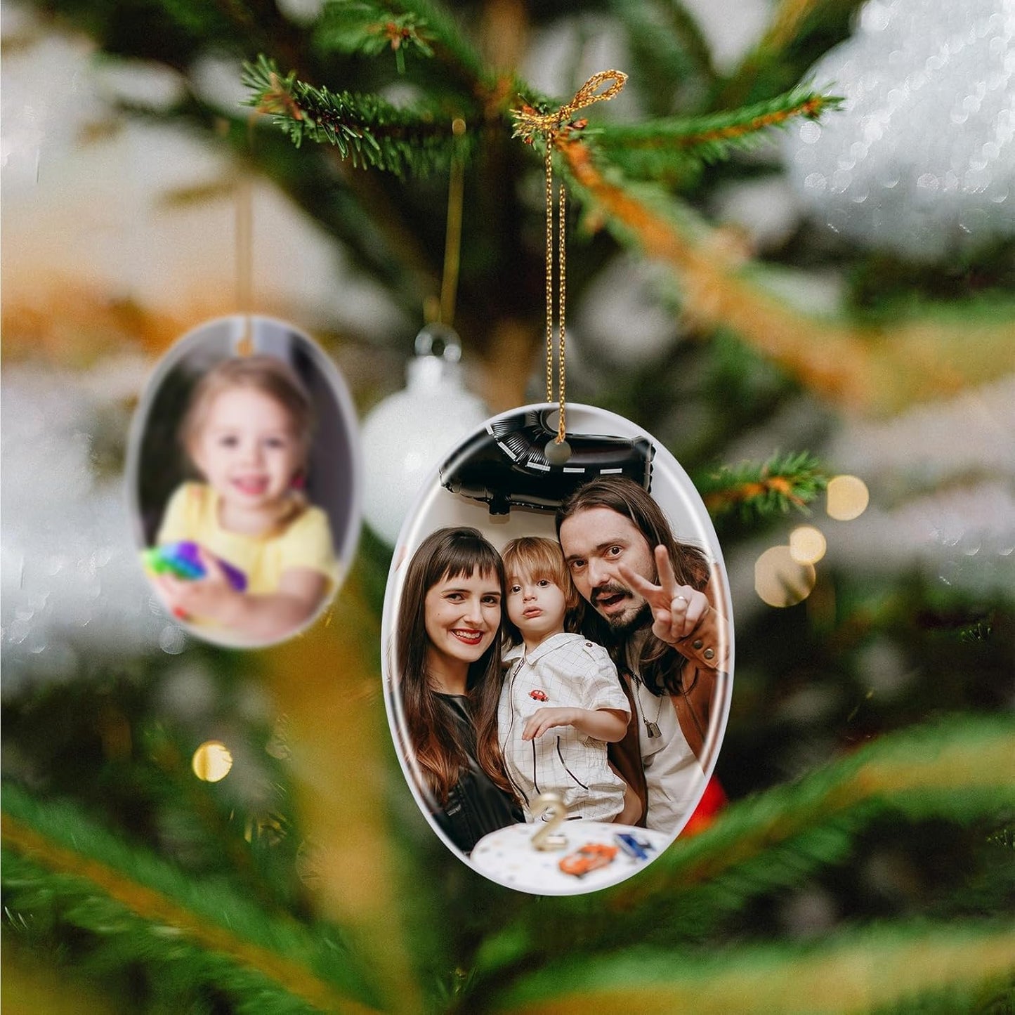 Personalized Christmas Ornaments 2025 Customized with Photo Text Ornament Keepsake Pet First Christmas Ornament Bulk Custom Ceramic Xmas Tree Decorations,Oval