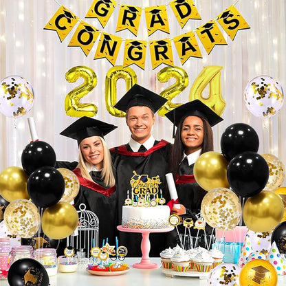 Black and Gold Balloon Stand Centerpiece Table Decorations Black and Gold Party Decorations for Birthday Wedding Retirement Anniversary Father's Day New Year Graduation 2025 (Black gold set5)