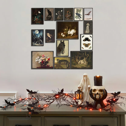 LANCHI95 15PCS Dark Cottagecore Decor, Dark Academia Decors, Cottage Core Whimsical Wall Art Goth Darks Moody Wall Decor for Living Room Bedroom 8x10 in (UNFRAMED)