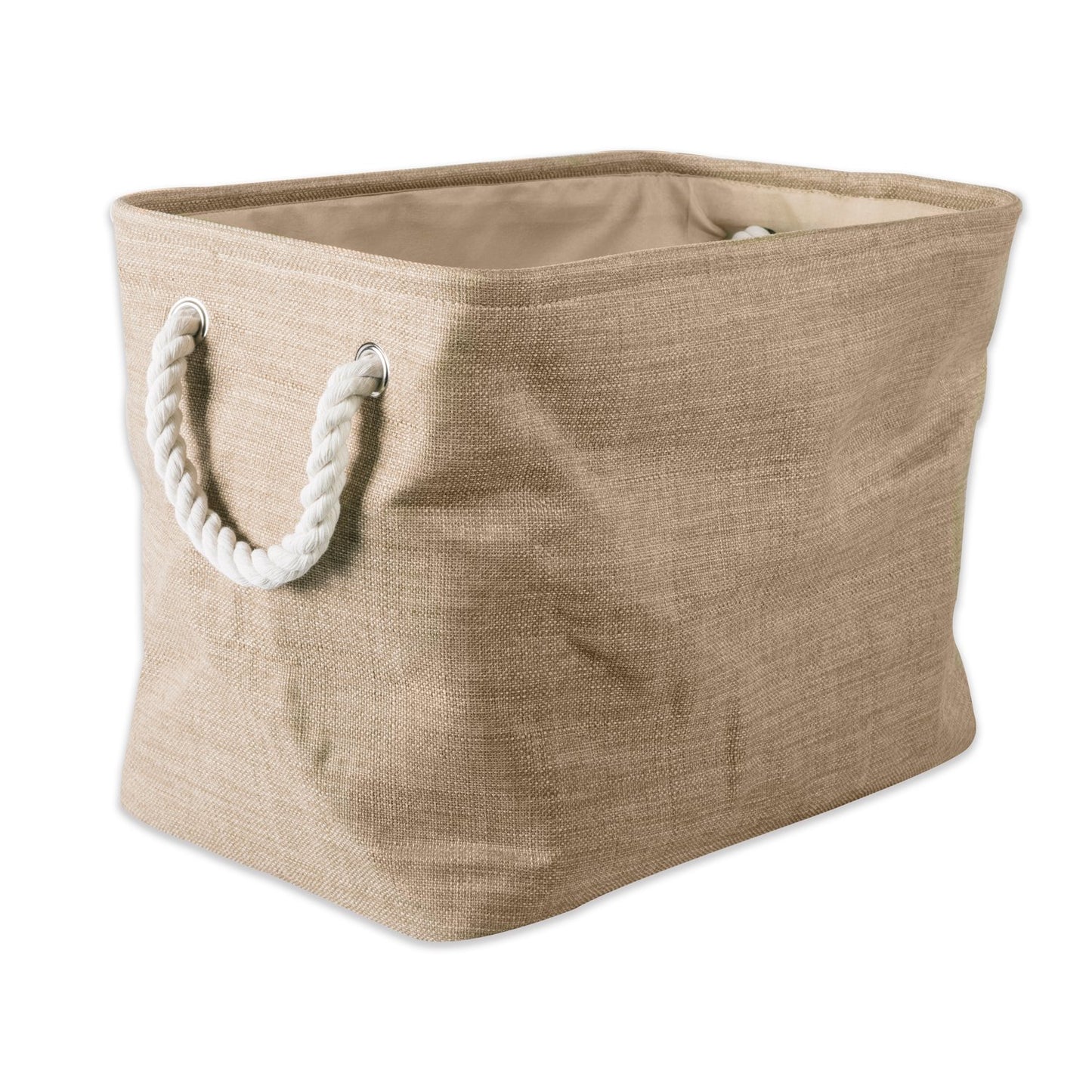 DII, Collapsible Variegated Polyester Storage Bin with Cotton Handles Small Taupe