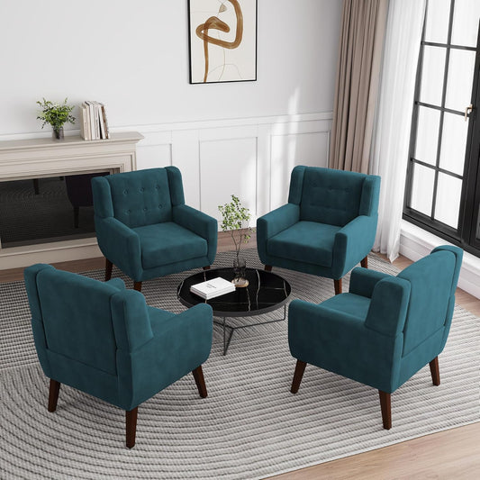 UIXE Accent Chair, Velvet Upholstered Armchair for Living Room, Modern Club Arm Chairs Comfy Single