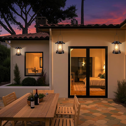 Hanging Solar Lanterns Outdoor Waterproof – 2 Pack Decorative Solar Lights for Outside, Patio, Porch, Yard, Balcony, Table – Hanging Outdoor Lantern Garden Gifts for Women,Mom