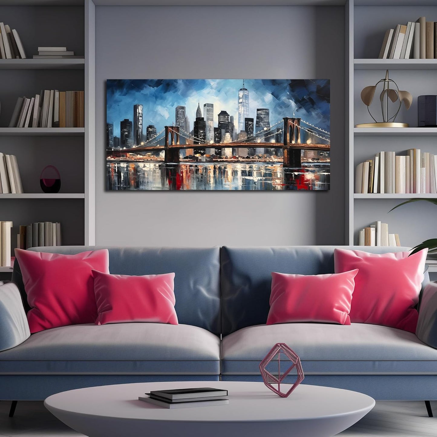 Brooklyn Bridge Canvas Wall Art Living Room City Wall Decor for Office Modern Pictures for Bedroom Wall Decor 20 x 40 Inch