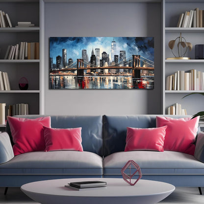 Brooklyn Bridge Canvas Wall Art Living Room City Wall Decor for Office Modern Pictures for Bedroom Wall Decor 20 x 40 Inch