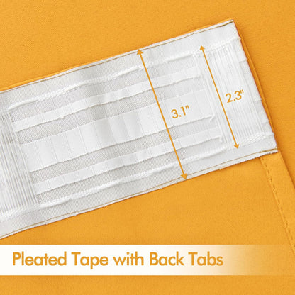 MIULEE Yellow Back Tab Blackout Curtains 84 Inch Length 2 Panels Set for Living Room Bedroom Privacy, Rod Pocket/Pinch Pleat Thermal Insulated Room Darkening Pleated Light Blocking Drapes