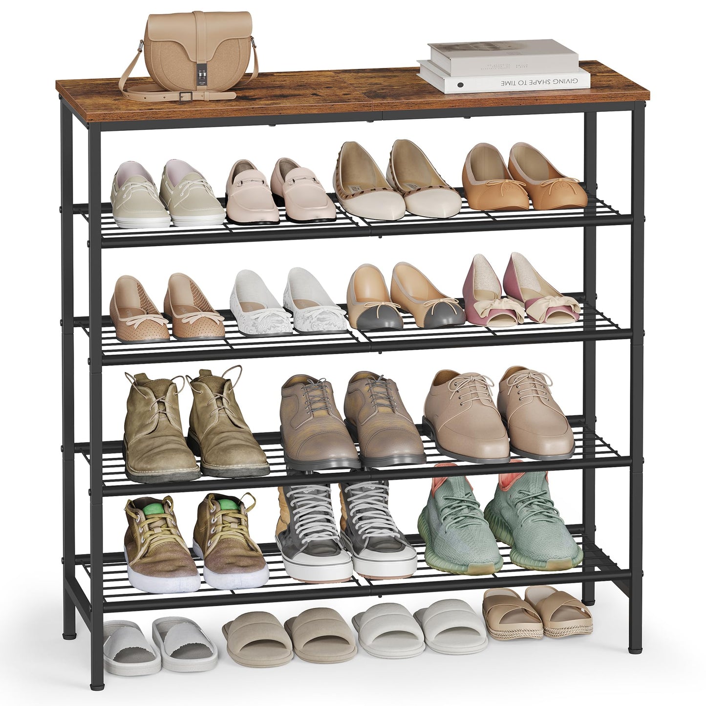 VASAGLE Shoe Rack, Shoe Storage Rack for Closet, Entryway, Living Room, Free Standing Metal