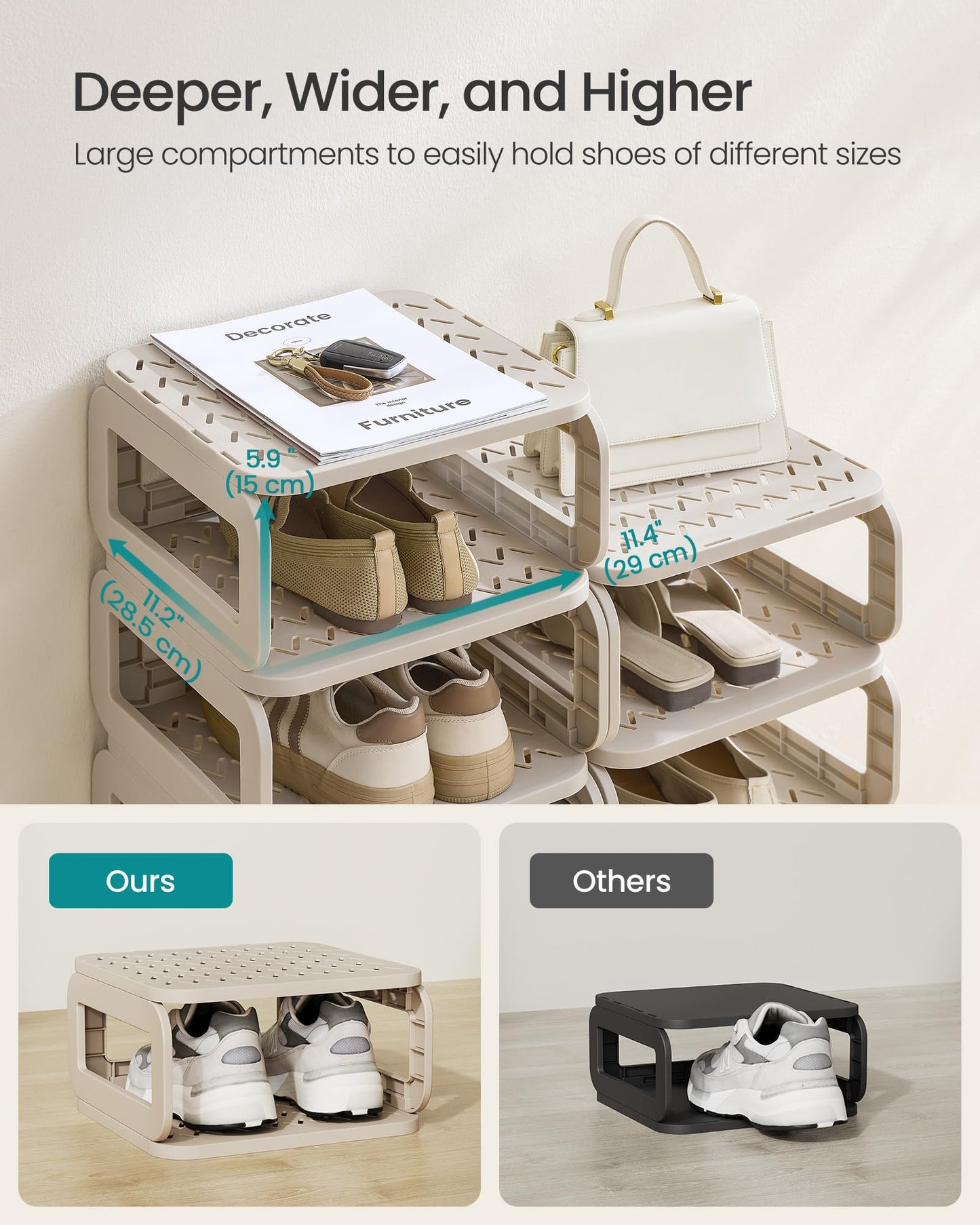 SONGMICS Shoe Rack, Shoe Organizer, 12 Shelves, Shoe Storage, Narrow Shoe Shelf, Open Shelf for