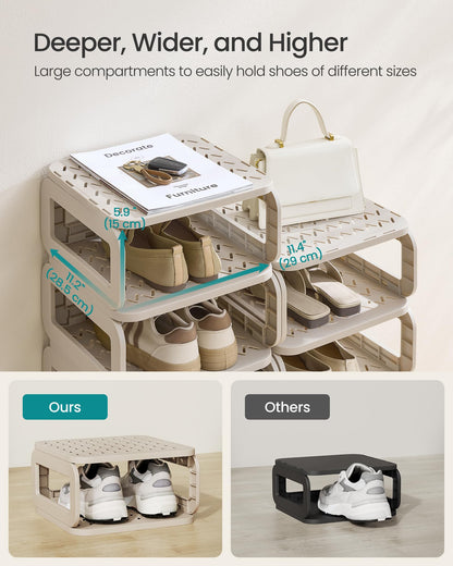 SONGMICS Shoe Rack, Shoe Organizer, 12 Shelves, Shoe Storage, Narrow Shoe Shelf, Open Shelf for