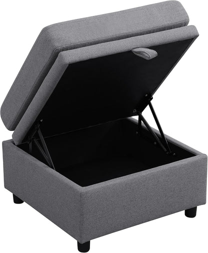 Ottoman Rectangular Storage Ottoman Bench, Footrest Stool Footstool with Lid for Living Room, Bedroom, Entryway, Dark Gray, 22.6"x23.2"x16.5"