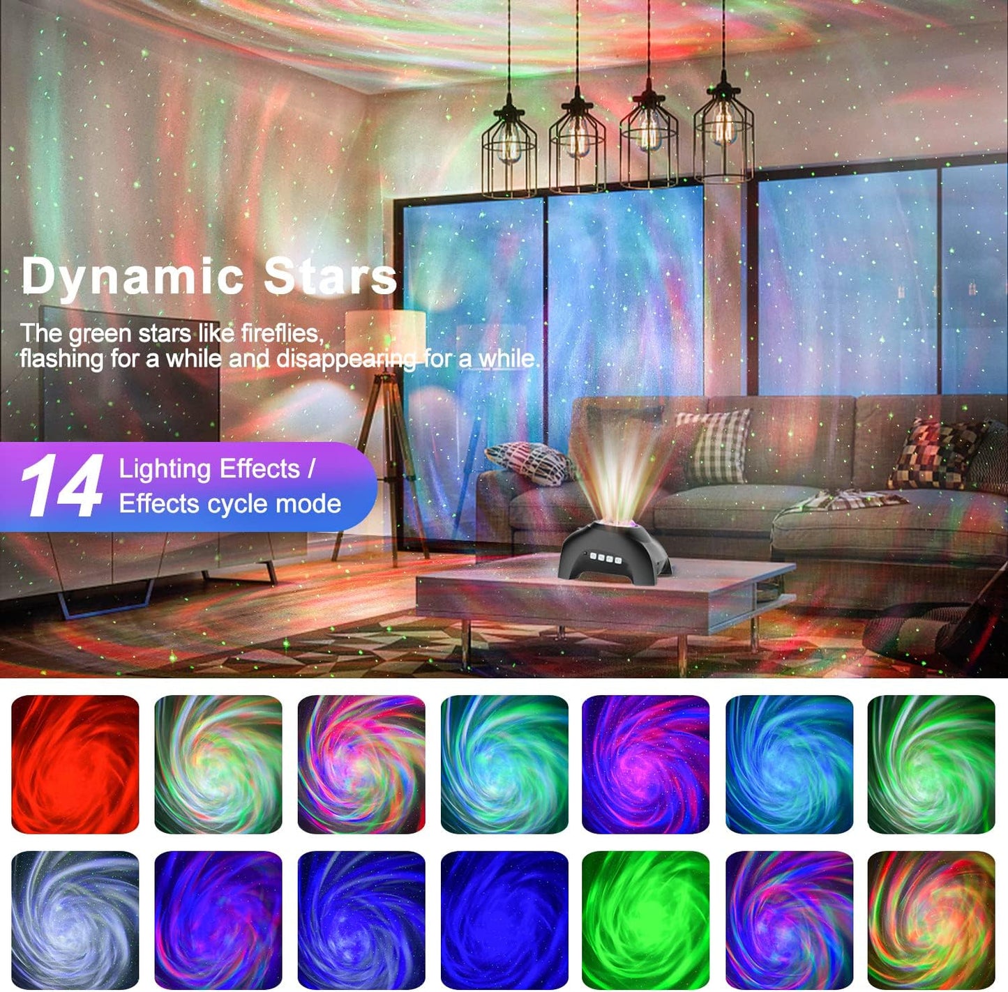 Star Projector, Galaxy Light for Bedroom Night Lights, Aurora Projector with Bluetooth Speaker for Kids and Adults, Living Room Decor