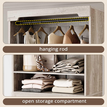 IRONCK Freestanding Closet System with Adjustable Shelves & 3 Drawers