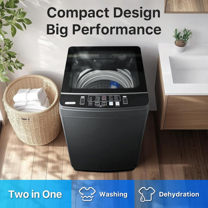 Portable Washing Machines 27 LBS Full Automatic Clothes Washer and Spinner Combo with 10 Program and 8 Water Level, Compact Laundry Wash Spin Dryer for Apartment RV Dorm, Grey
