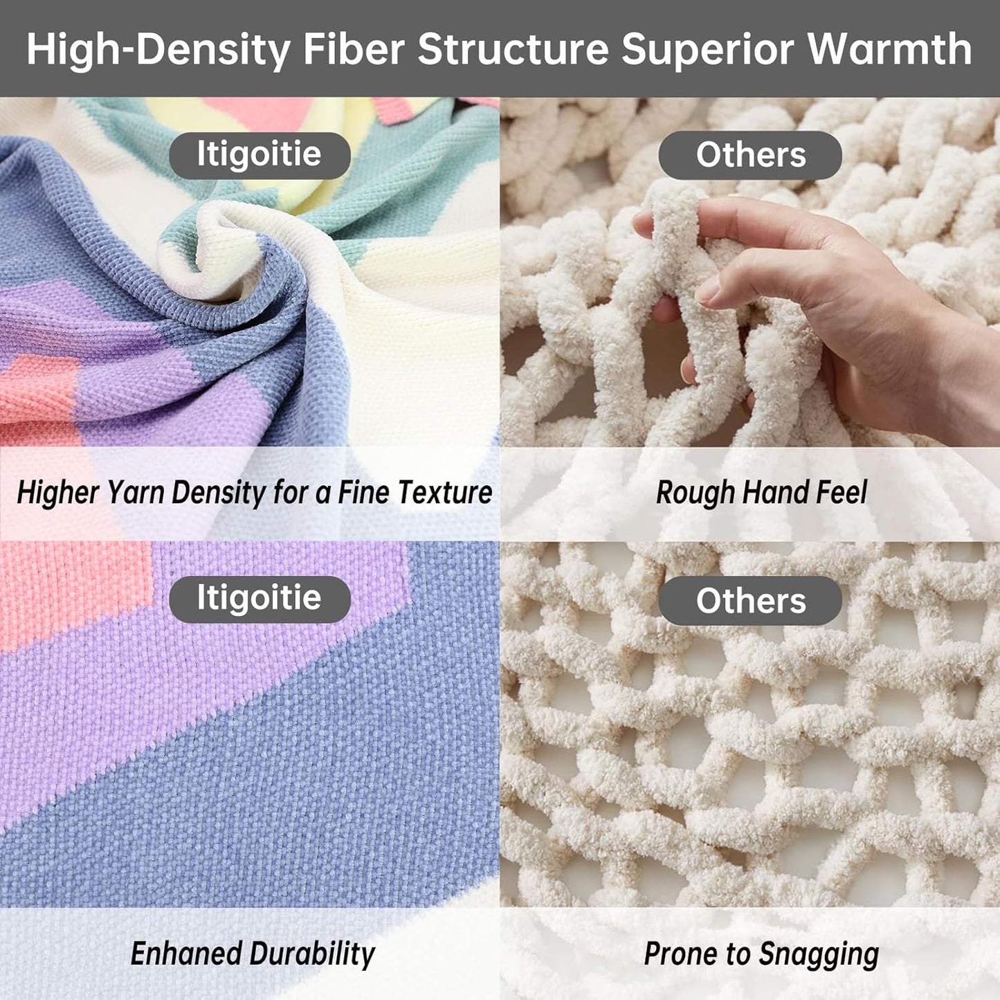 Soft Chenille Yarn Throw 36"x48", Handmade Knit Throw Blanket, for use in All Seasons, Soft Cozy Warm Knitted Blanket for Bed Sofa, Couch Chair, Living Room(1.37Ib)