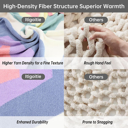 Soft Chenille Yarn Throw 36"x48", Handmade Knit Throw Blanket, for use in All Seasons, Soft Cozy Warm Knitted Blanket for Bed Sofa, Couch Chair, Living Room(1.37Ib)